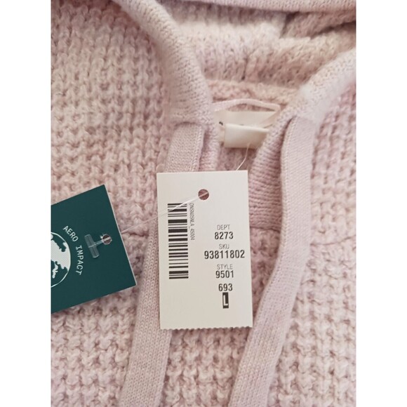 NWT Aeropostale Crop Hoodie Sweater Lt Pink Soft Waffle Knit Sz L - Picture 4 of 8